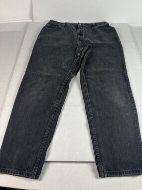 Y2K Levis Jean Women 33x30* 550 High Rise Relaxed Tapered Black Faded Denim 16 L